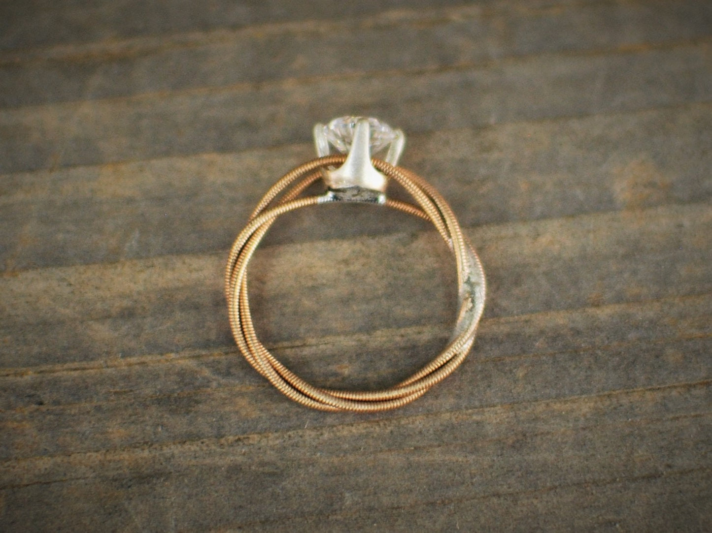 Rose Gold Guitar String Ring: Recycled Musician Jewelry, Unique Engagement Ring