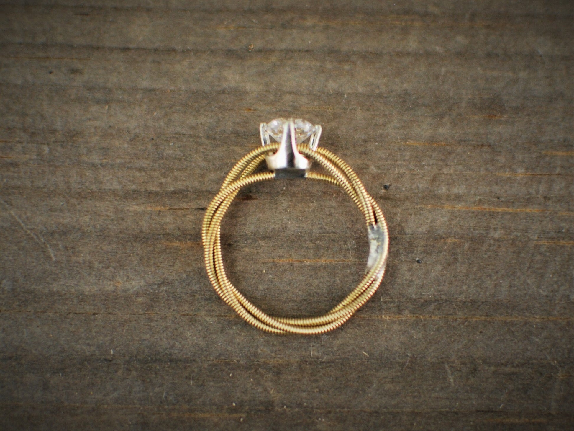 Gold Guitar String Engagement Ring: Recycled Musician Jewelry