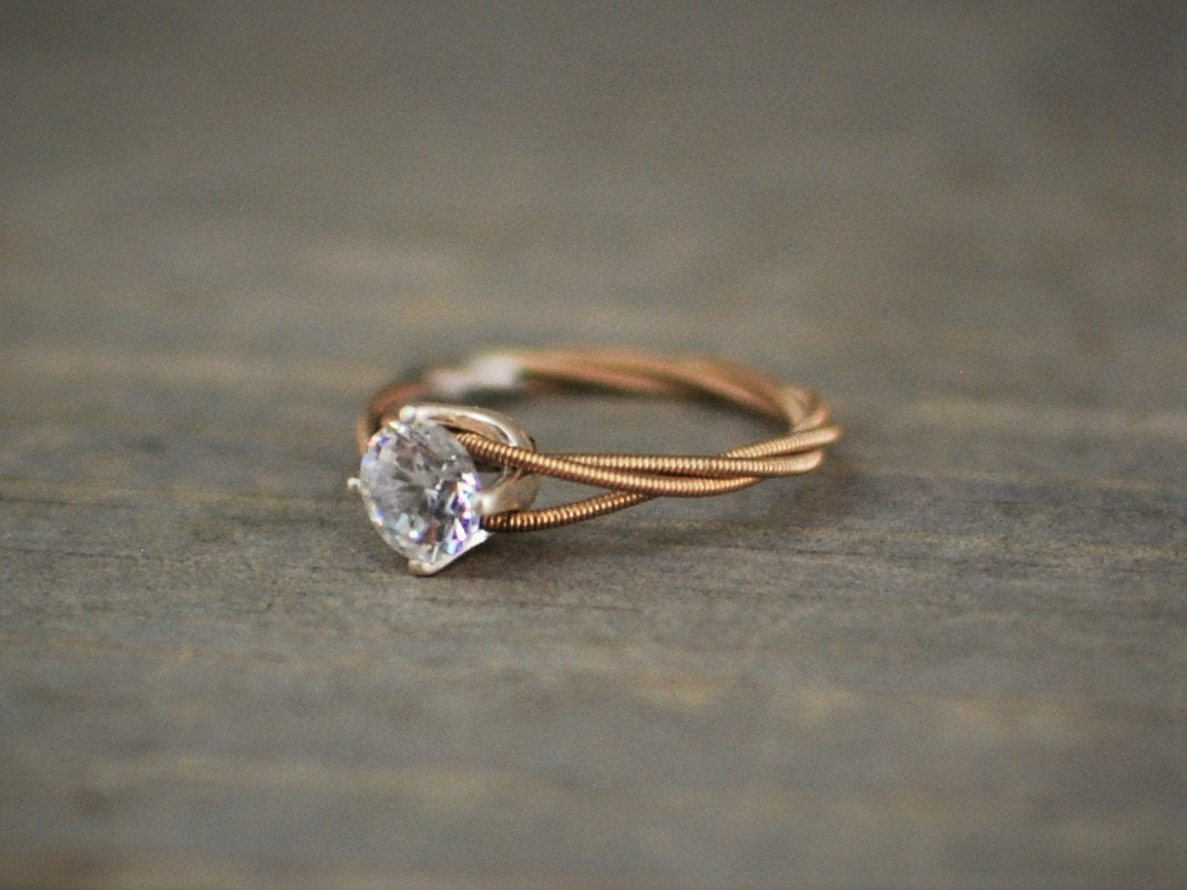 Rose Gold Guitar String Ring: Recycled Musician Jewelry, Unique Engagement Ring