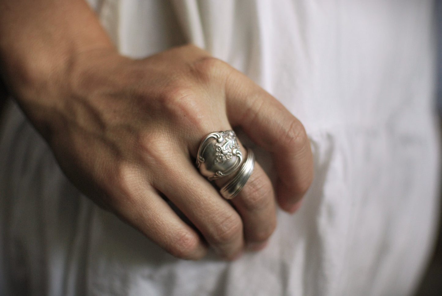 Mystery Silver Spoon Ring: Ornate Floral Silver Spoon Ring Made to Size