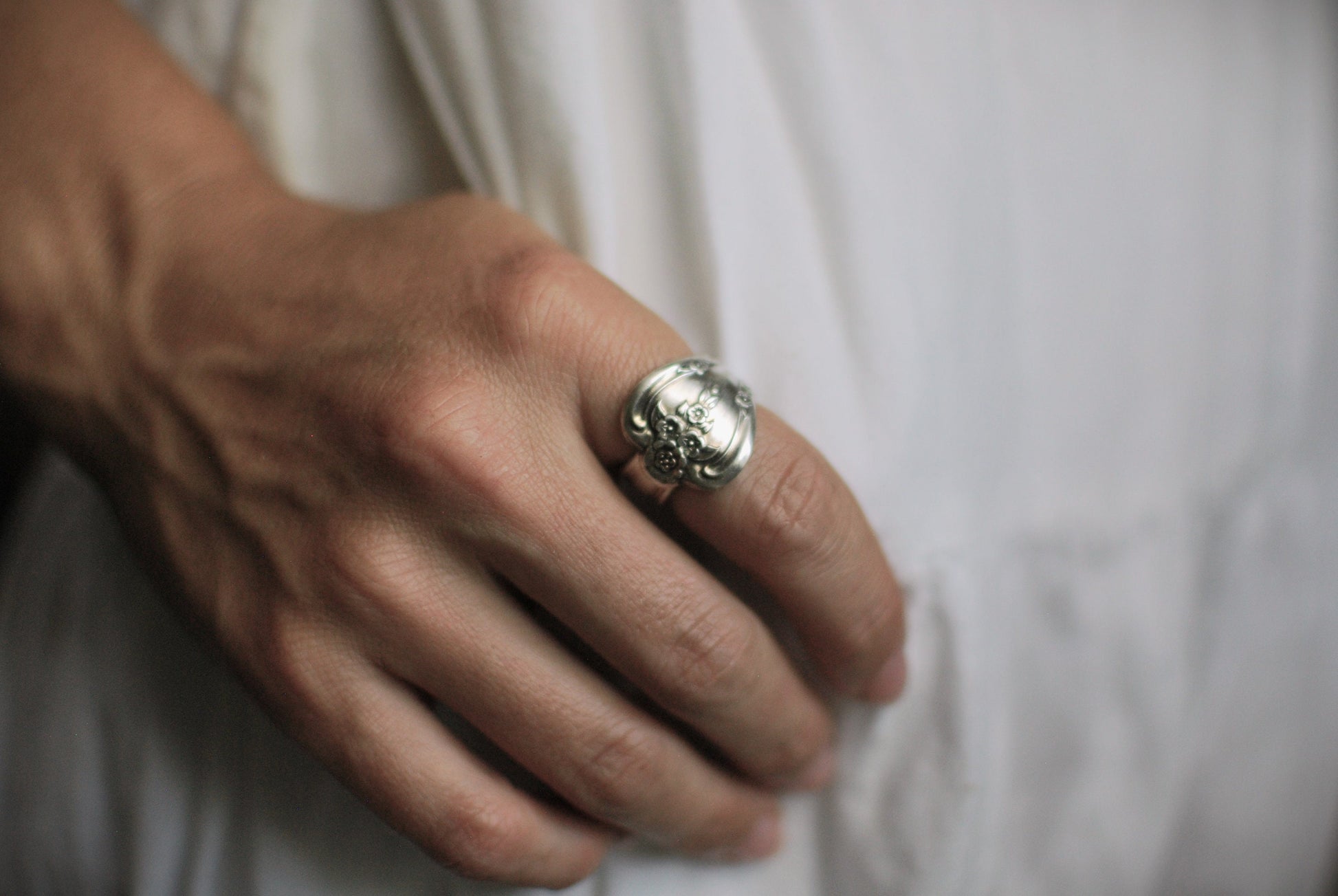 Magnolia Silver Spoon Ring, Fancy Spoon Ring, Rings Vintage, Floral Spoon Ring, Silverware Jewelry, Personalized Ring, Engraving, Spoon Ring