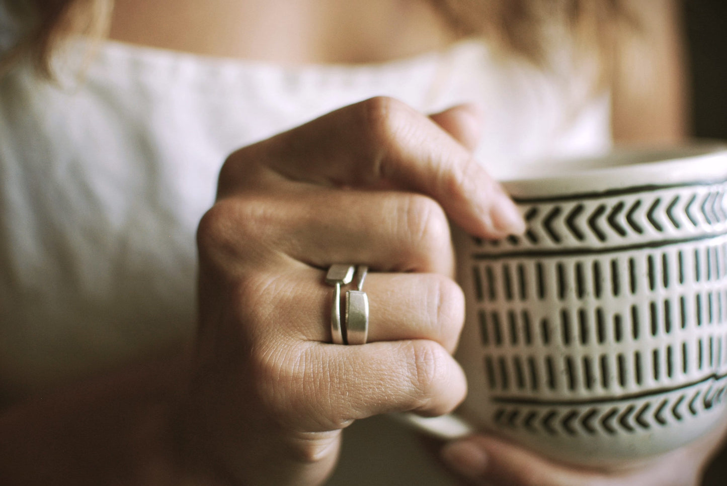 Recycled Silver Plated Fork Ring: Handcrafted Stacking Jewelry, Optional Personalization