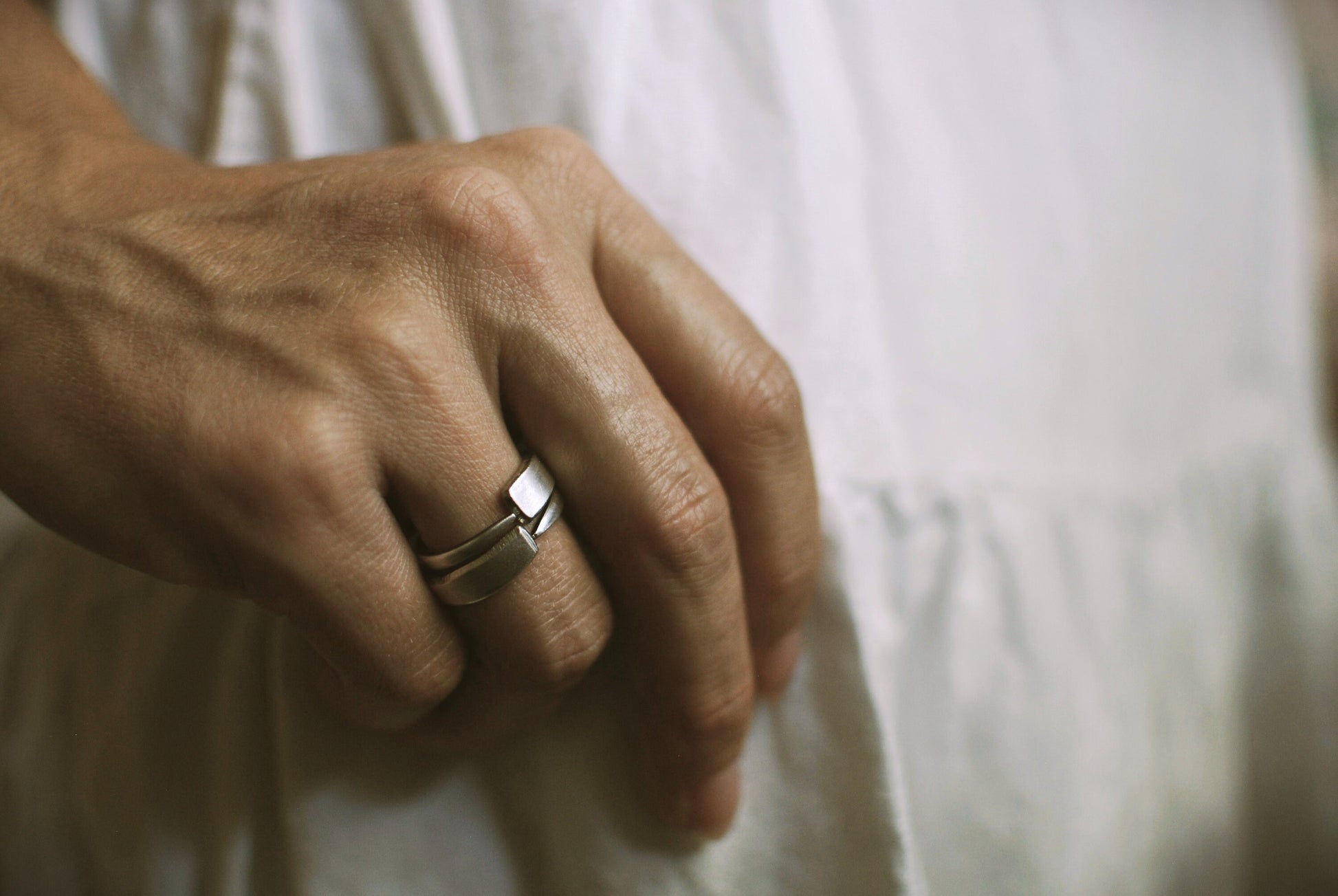 Recycled Silver Plated Fork Ring: Handcrafted Stacking Jewelry, Optional Personalization
