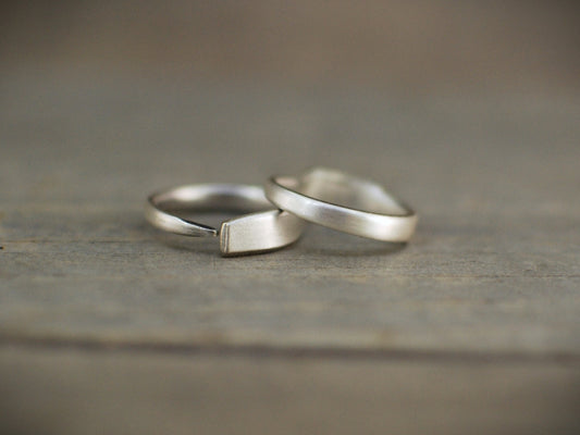 Recycled Silver Plated Fork Ring: Handcrafted Stacking Jewelry, Optional Personalization