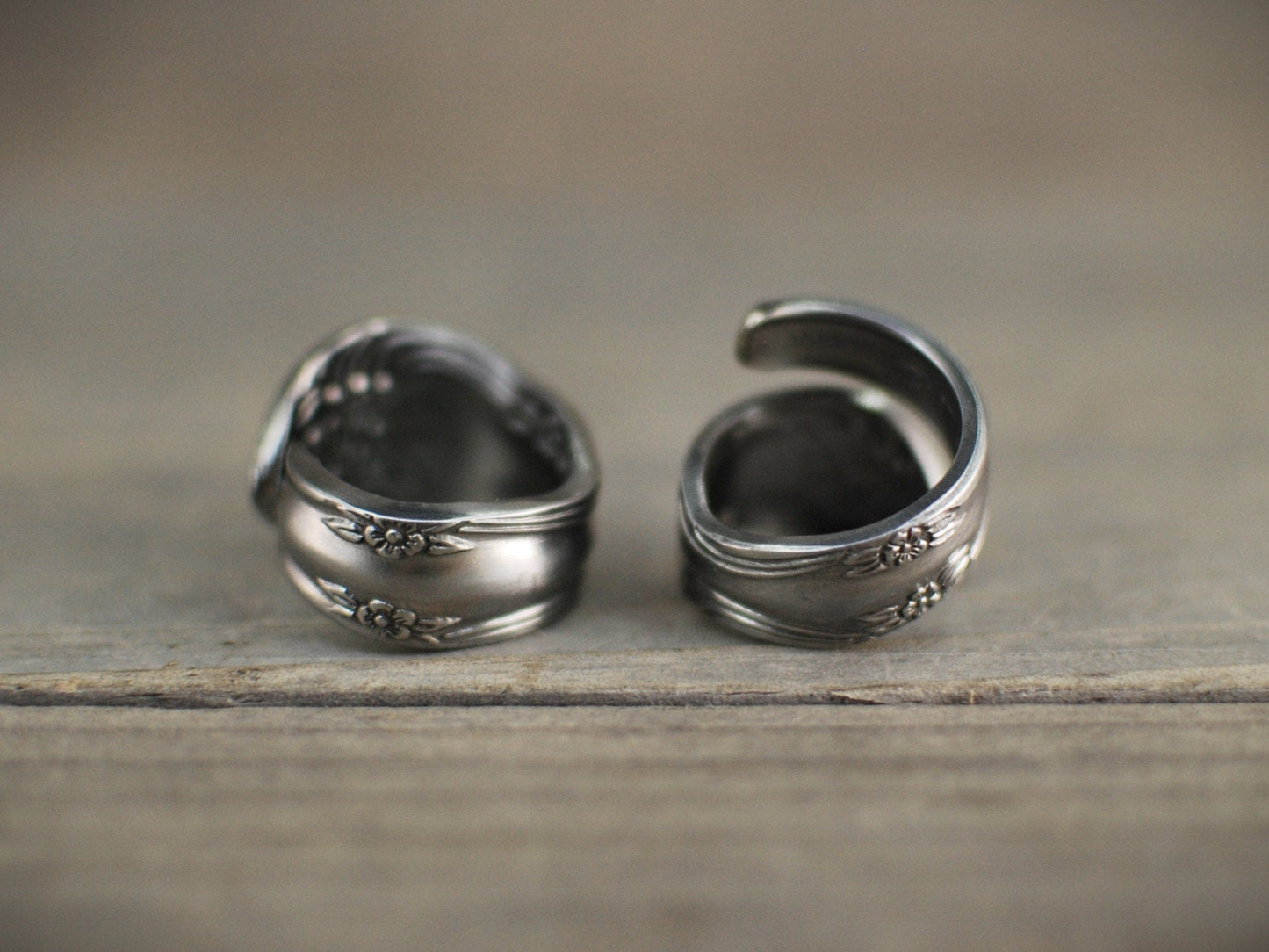 Dream Rose Spoon Ring, Stainless Steel: Choose Wrap Style, Size, and Personalization Options