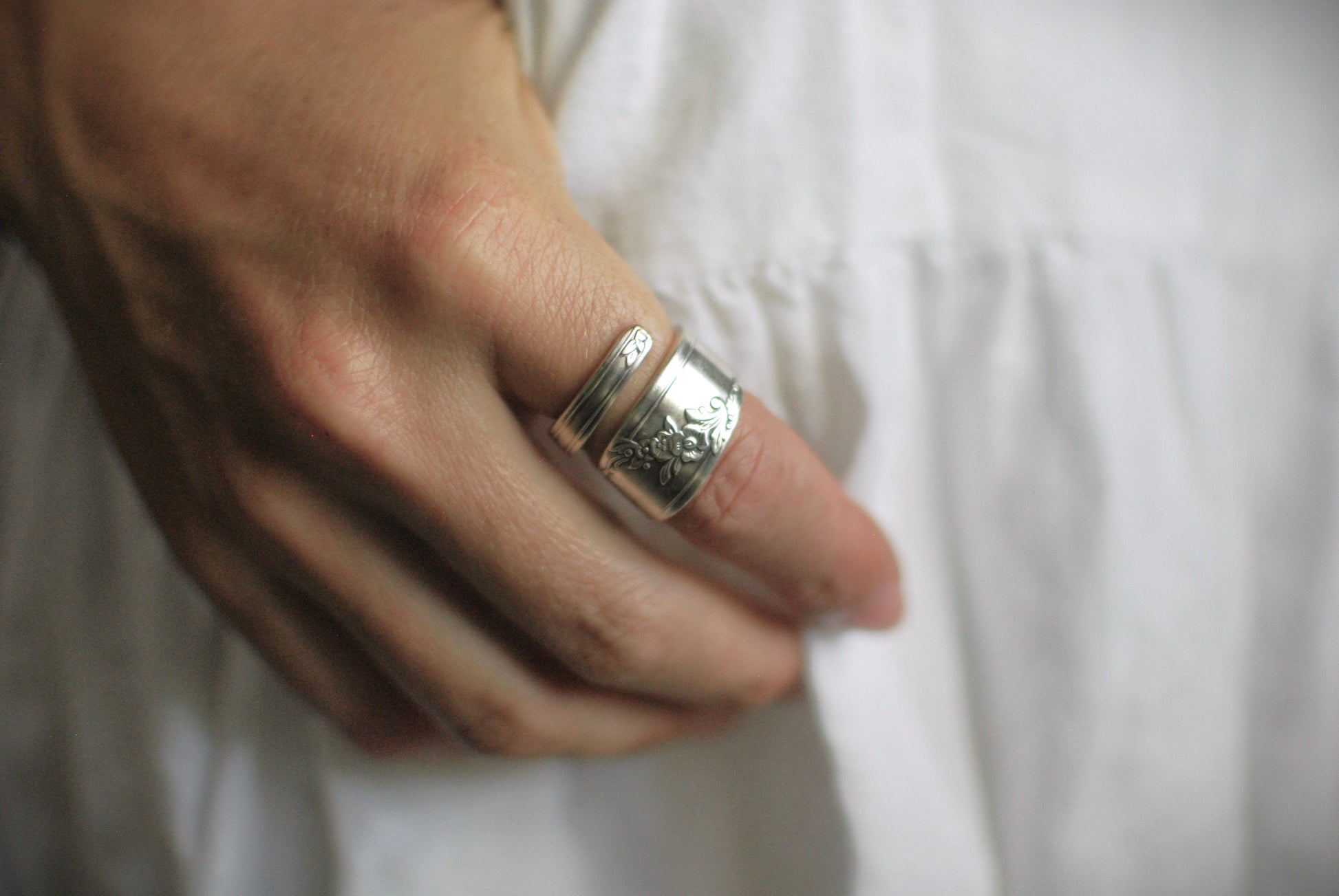 Floral Spoon Ring: Upcycled Silverware Jewelry, Custom Size and Style Choices, Optional Personalization, Silver