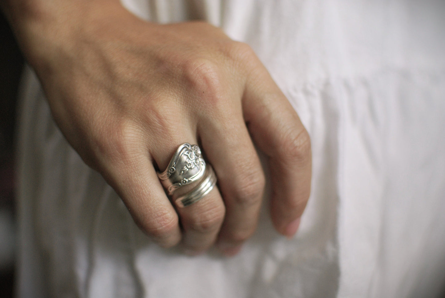 Magnolia Silver Spoon Ring, Fancy Spoon Ring, Rings Vintage, Floral Spoon Ring, Silverware Jewelry, Personalized Ring, Engraving, Spoon Ring