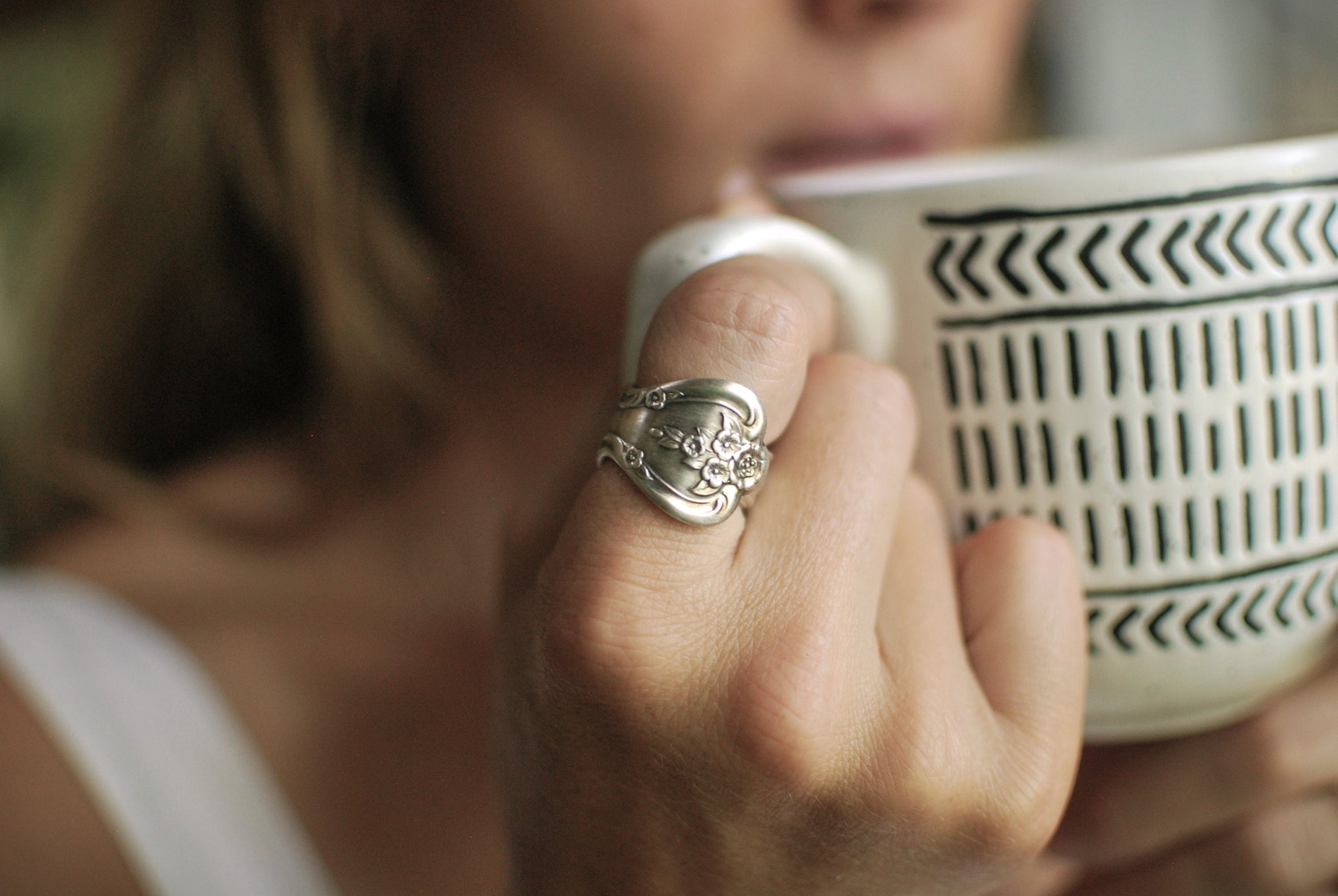 Magnolia Silver Spoon Ring, Fancy Spoon Ring, Rings Vintage, Floral Spoon Ring, Silverware Jewelry, Personalized Ring, Engraving, Spoon Ring