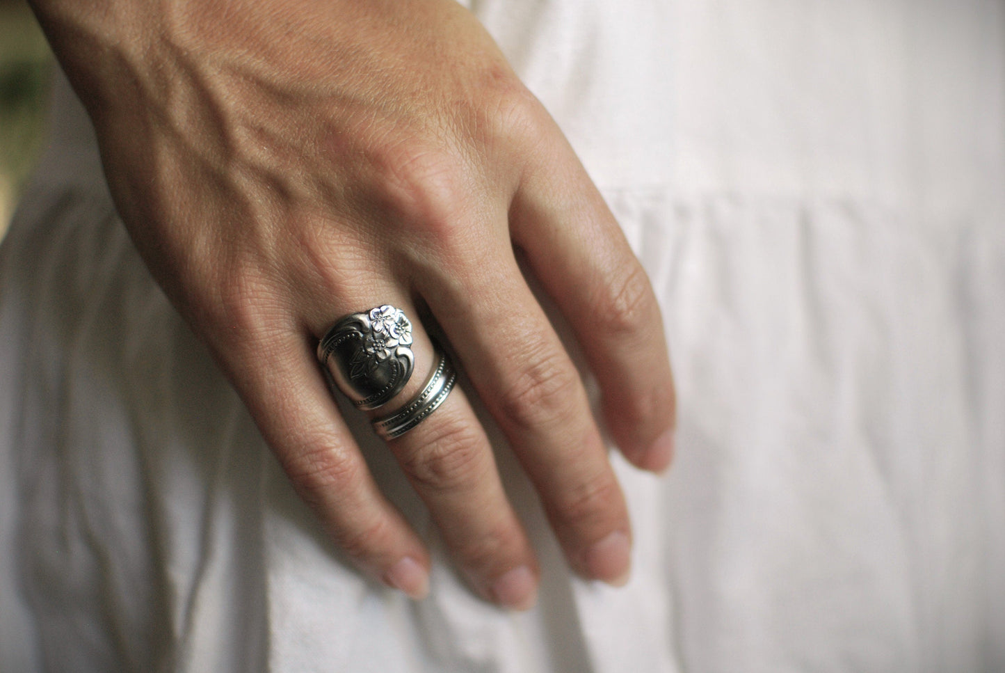 Precious Rose Spoon Ring, Stainless Steel: Choose Wrap Style, Size, and Personalization Options