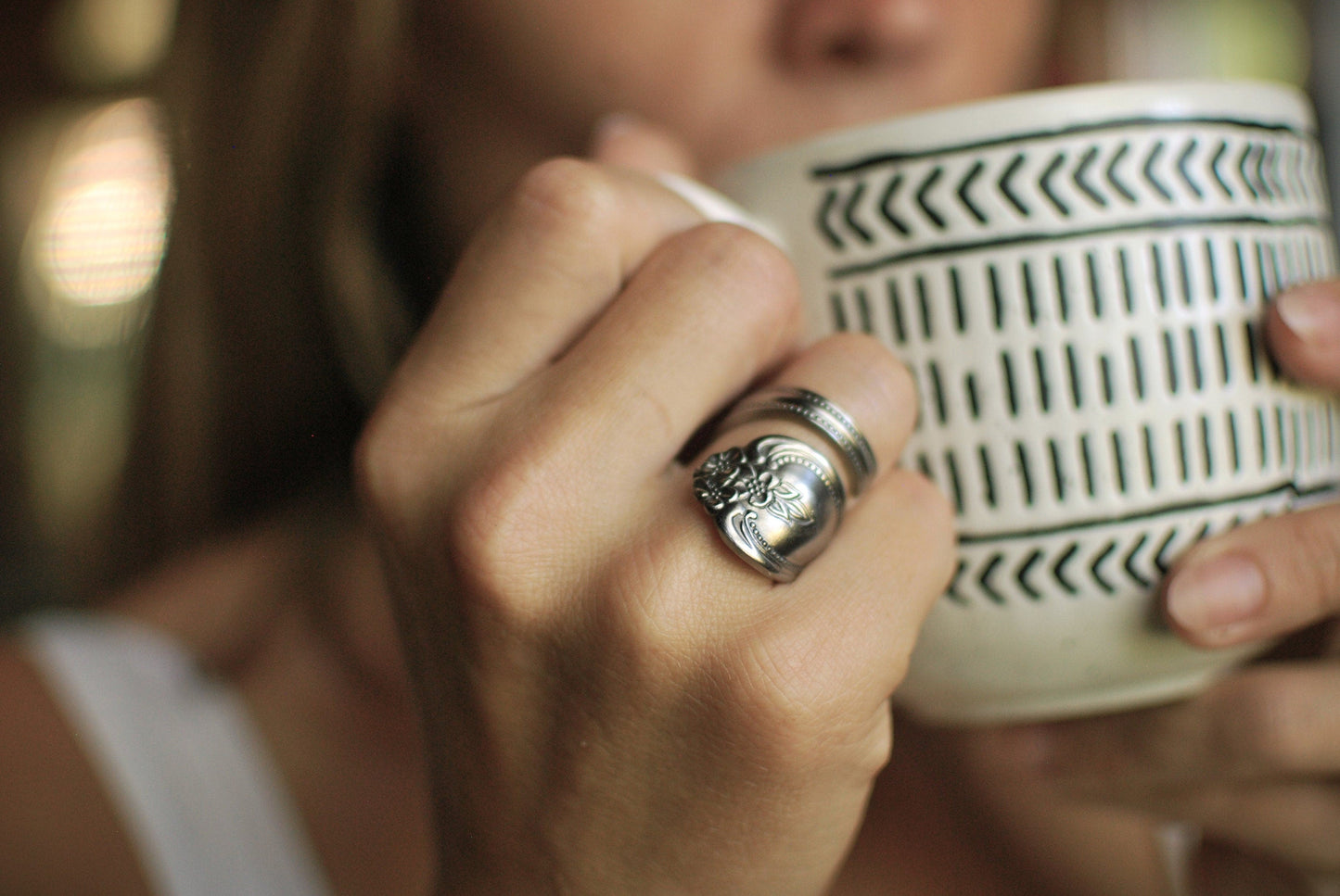 Precious Rose Spoon Ring, Stainless Steel: Choose Wrap Style, Size, and Personalization Options