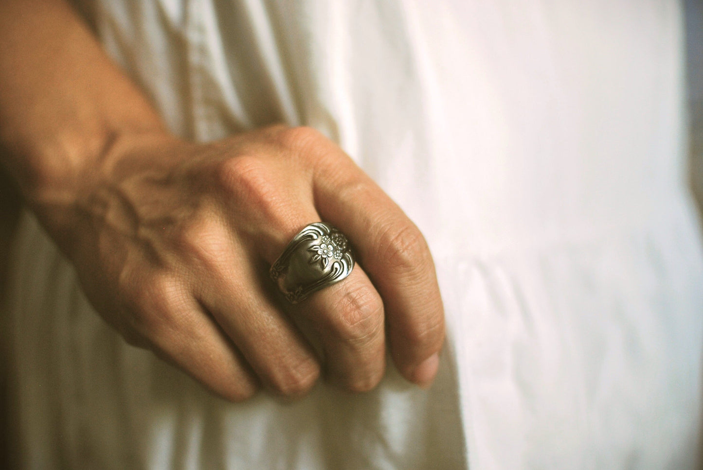 Dream Rose Spoon Ring, Stainless Steel: Choose Wrap Style, Size, and Personalization Options