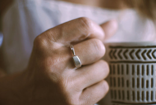 Recycled Silver Plated Fork Ring: Handcrafted Stacking Jewelry, Optional Personalization