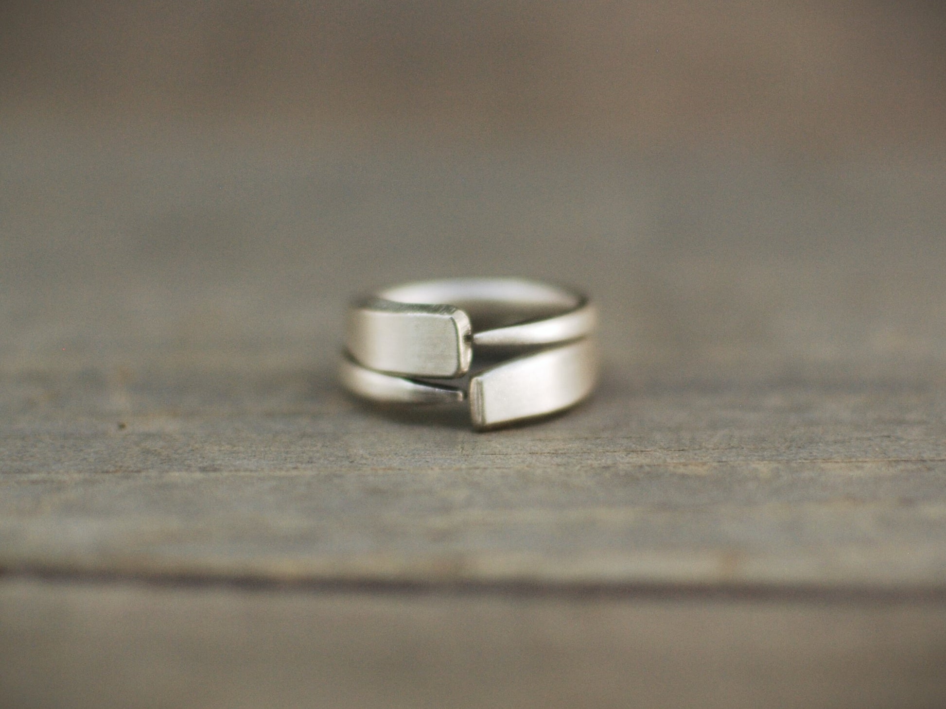 Recycled Silver Plated Fork Ring: Handcrafted Stacking Jewelry, Optional Personalization