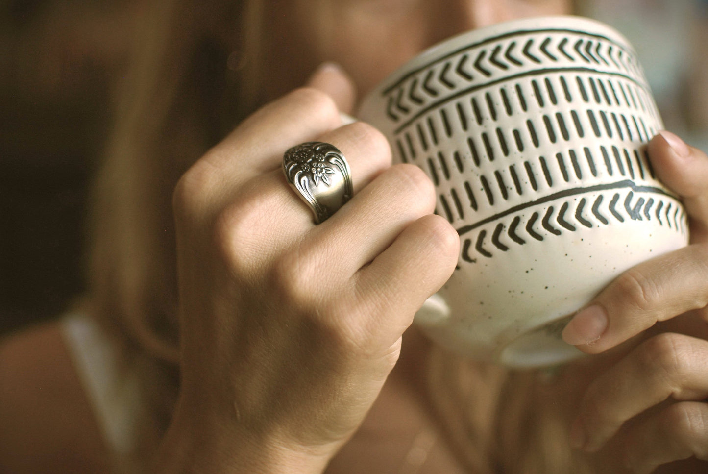 Dream Rose Spoon Ring, Stainless Steel: Choose Wrap Style, Size, and Personalization Options