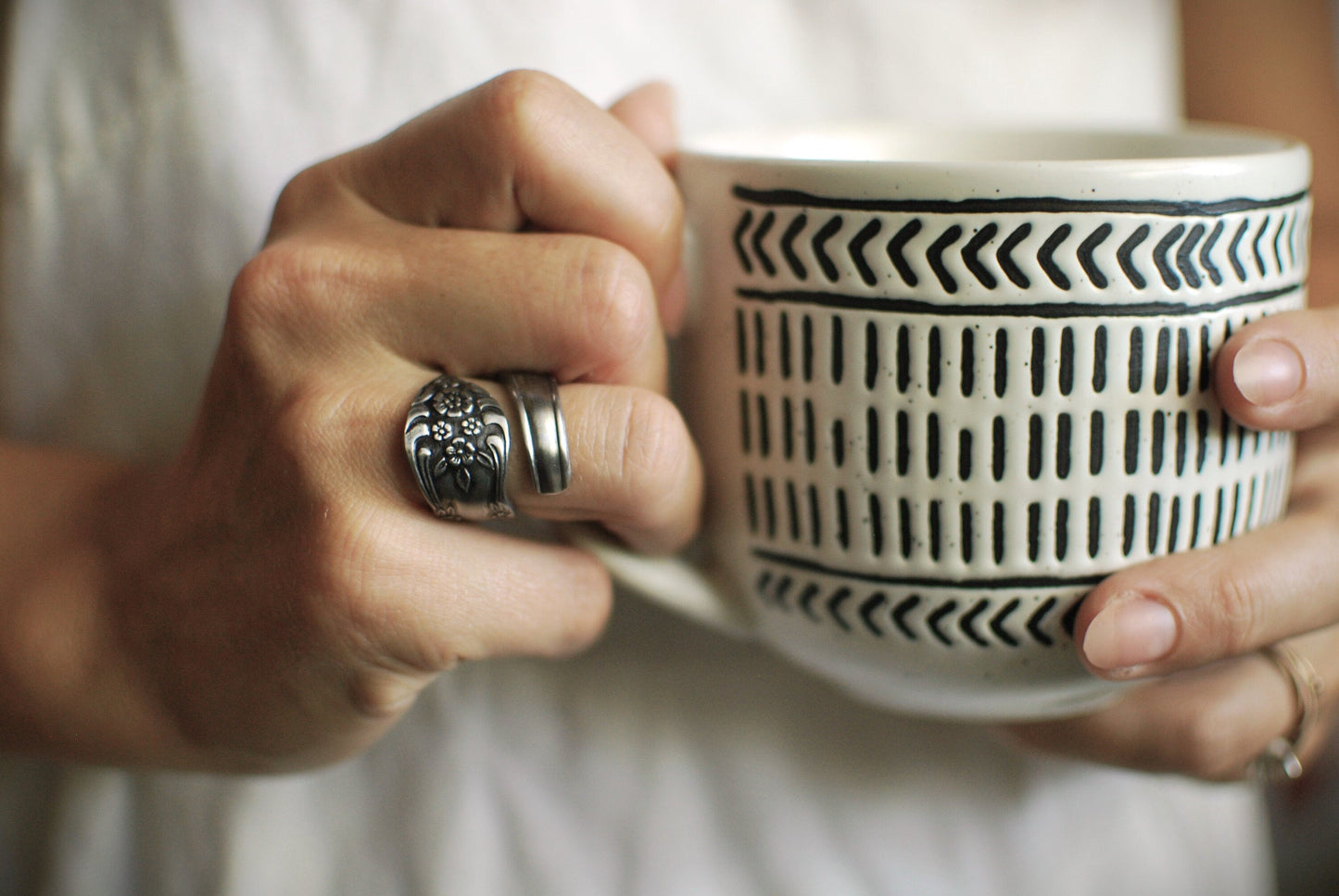 Dream Rose Spoon Ring, Stainless Steel: Choose Wrap Style, Size, and Personalization Options