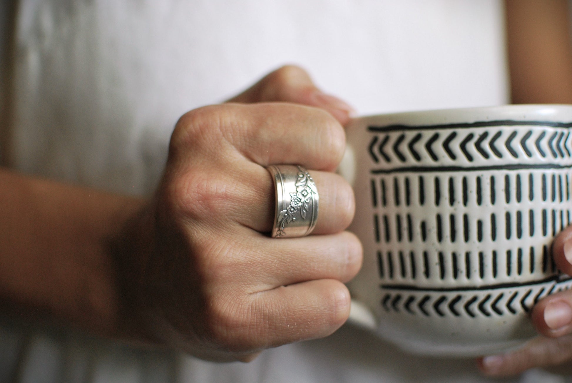 Floral Spoon Ring: Upcycled Silverware Jewelry, Custom Size and Style Choices, Optional Personalization, Silver