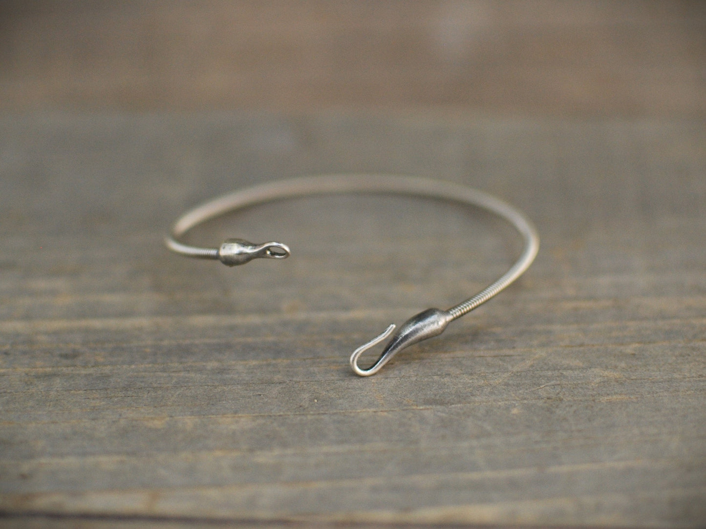 Recycled Bass String Bracelet: Hook and Eye Clasp, Musician Gift
