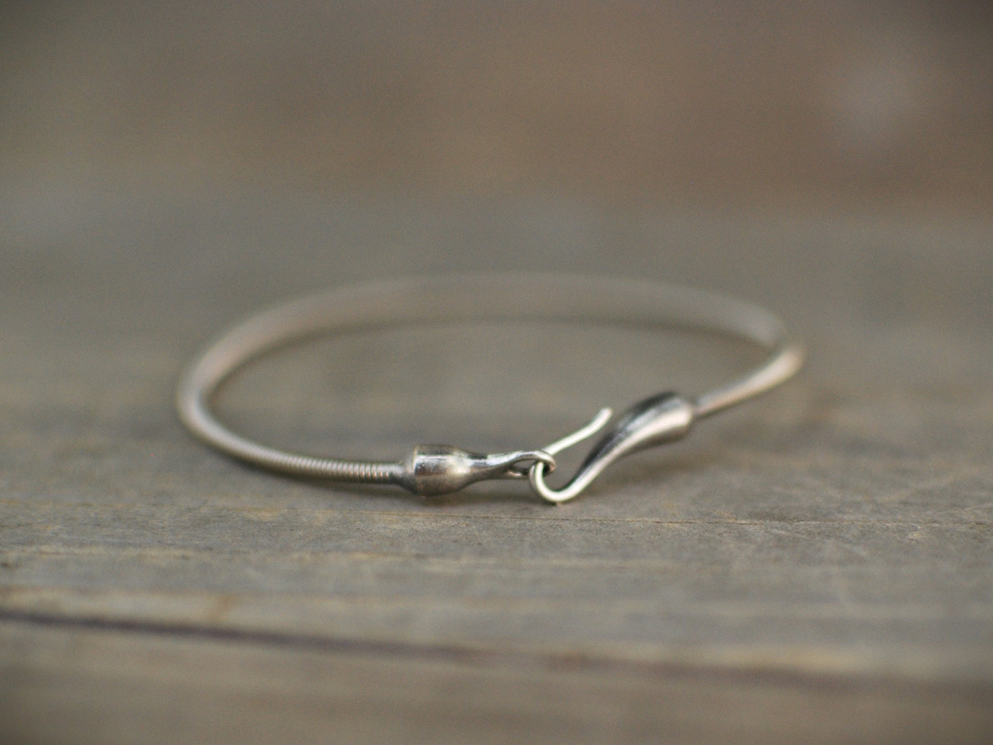 Recycled Bass String Bracelet: Hook and Eye Clasp, Musician Gift