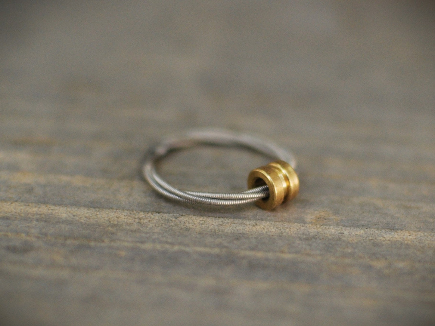 Recycled Guitar String Fidget Ring: Spinning Anxiety Relief Jewelry, Bronze Silver Copper