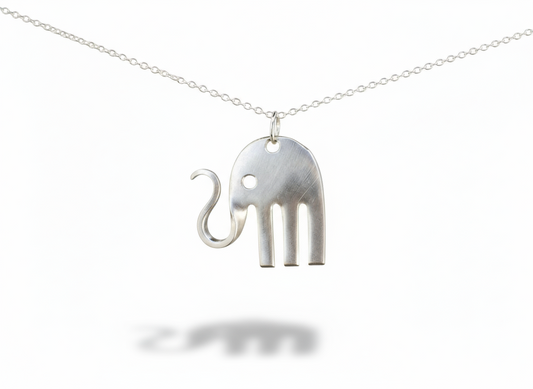 Silver Plated Elephant Fork Pendant: Upcycled Silverware Art
