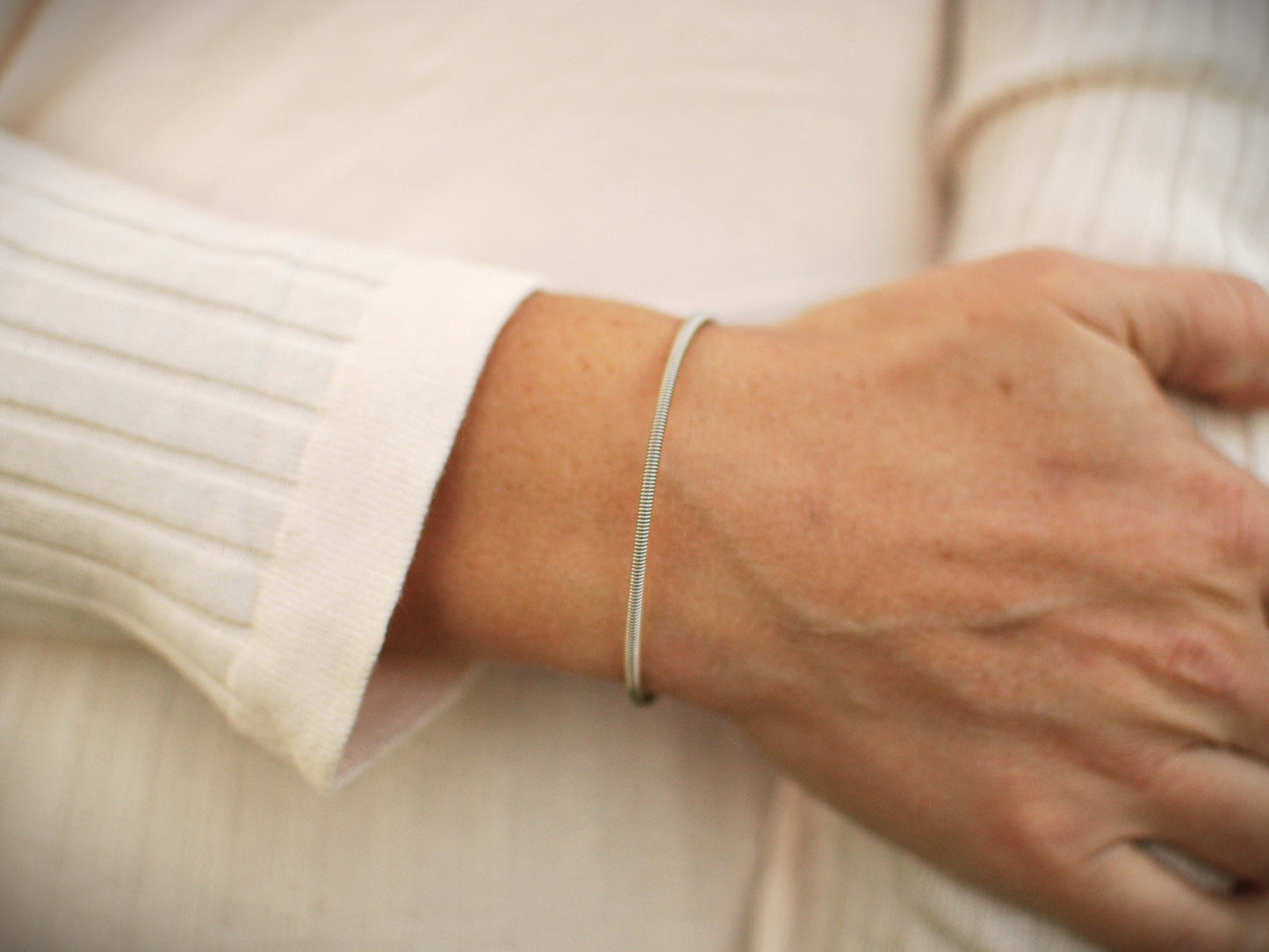 Recycled Bass String Bracelet: Hook and Eye Clasp, Musician Gift