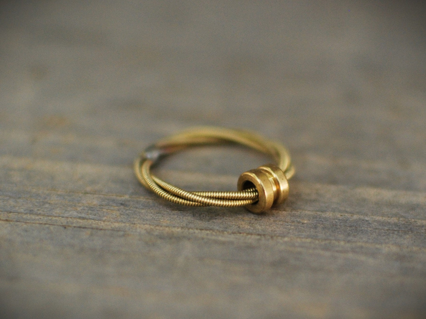 Recycled Guitar String Fidget Ring: Spinning Anxiety Relief Jewelry, Bronze Silver Copper