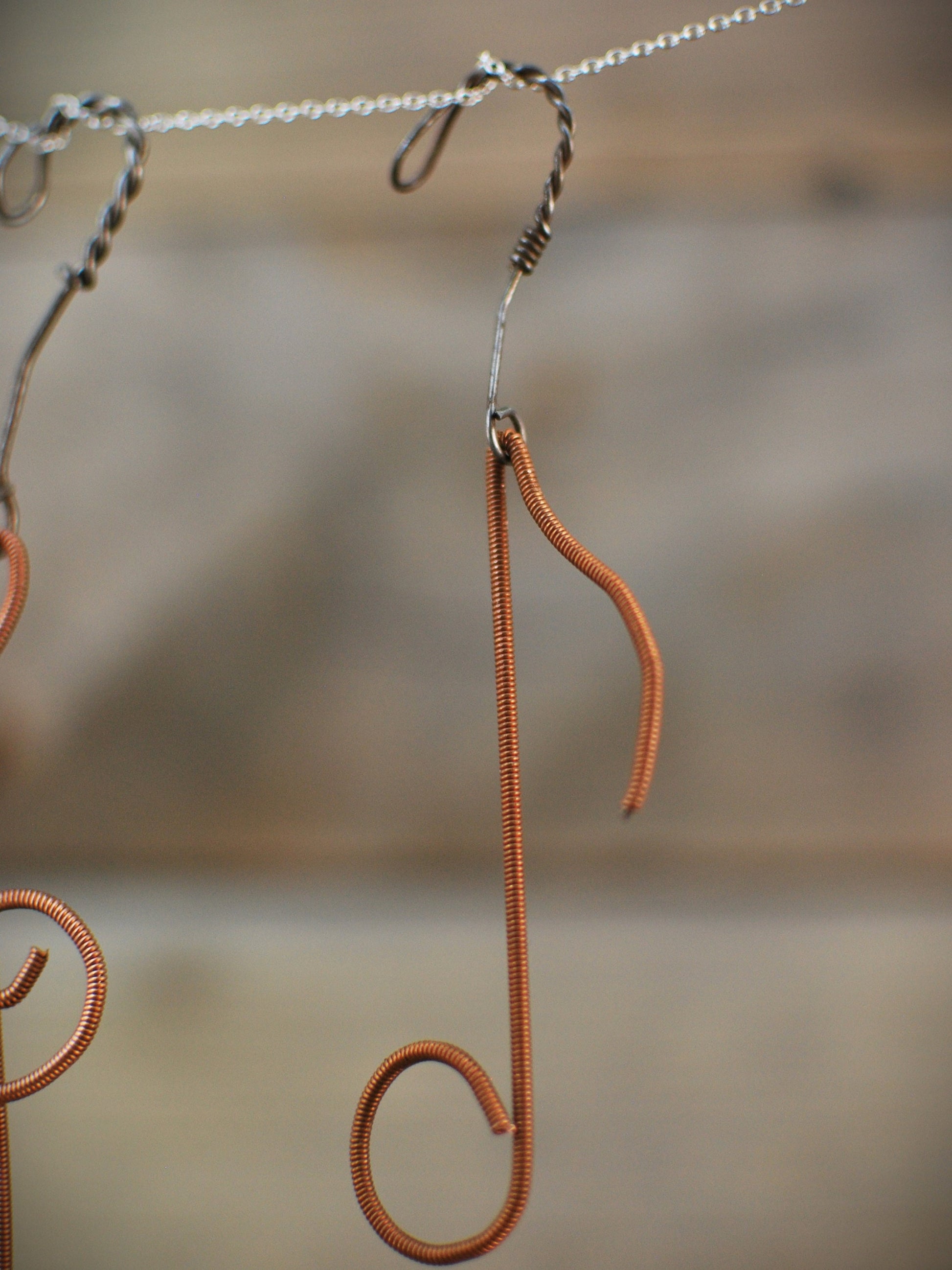 Recycled Piano String Christmas Ornament: Treble Clef, Musical Note