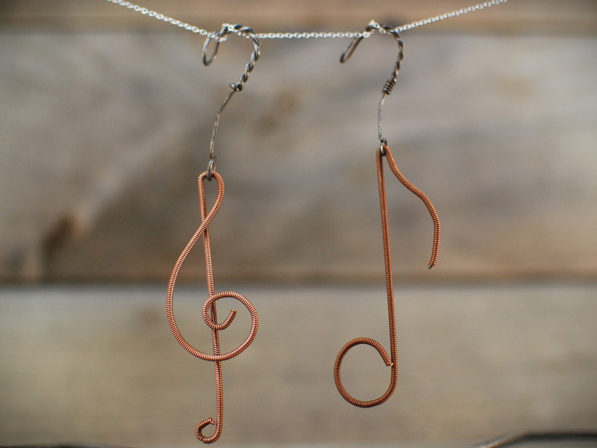 Recycled Piano String Christmas Ornament: Treble Clef, Musical Note