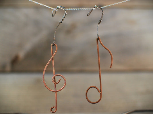 Recycled Piano String Christmas Ornament: Treble Clef, Musical Note