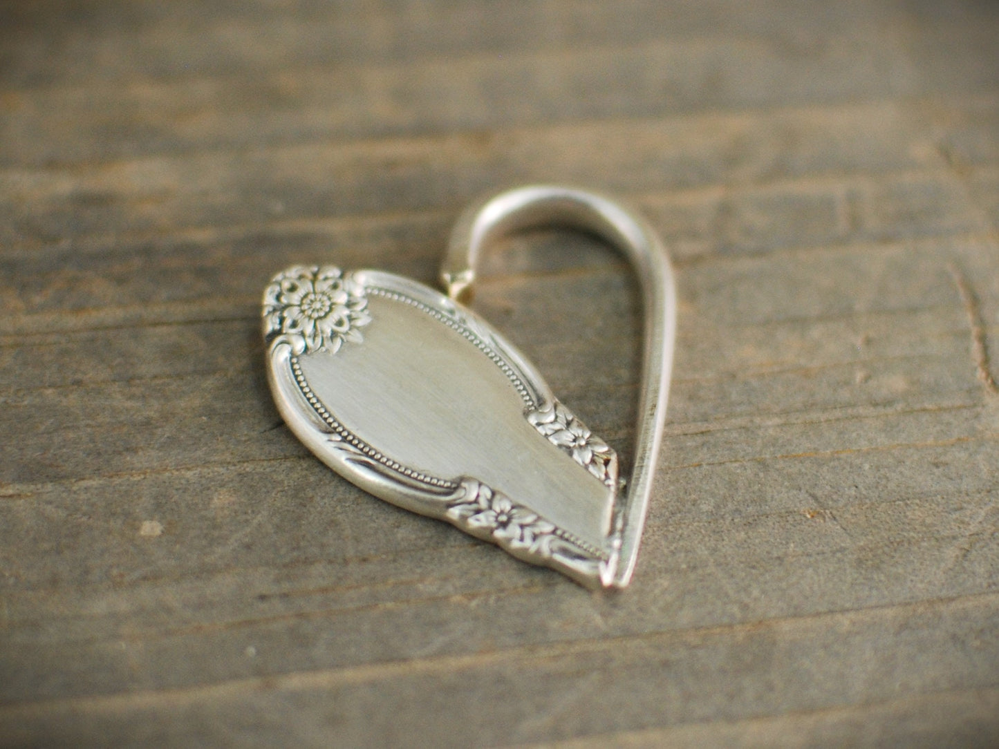 Upcycled Silver Plated Fork Heart Necklace: Personalized Valentine's Jewelry