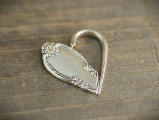 Upcycled Silver Plated Fork Heart Necklace: Personalized Valentine's Jewelry