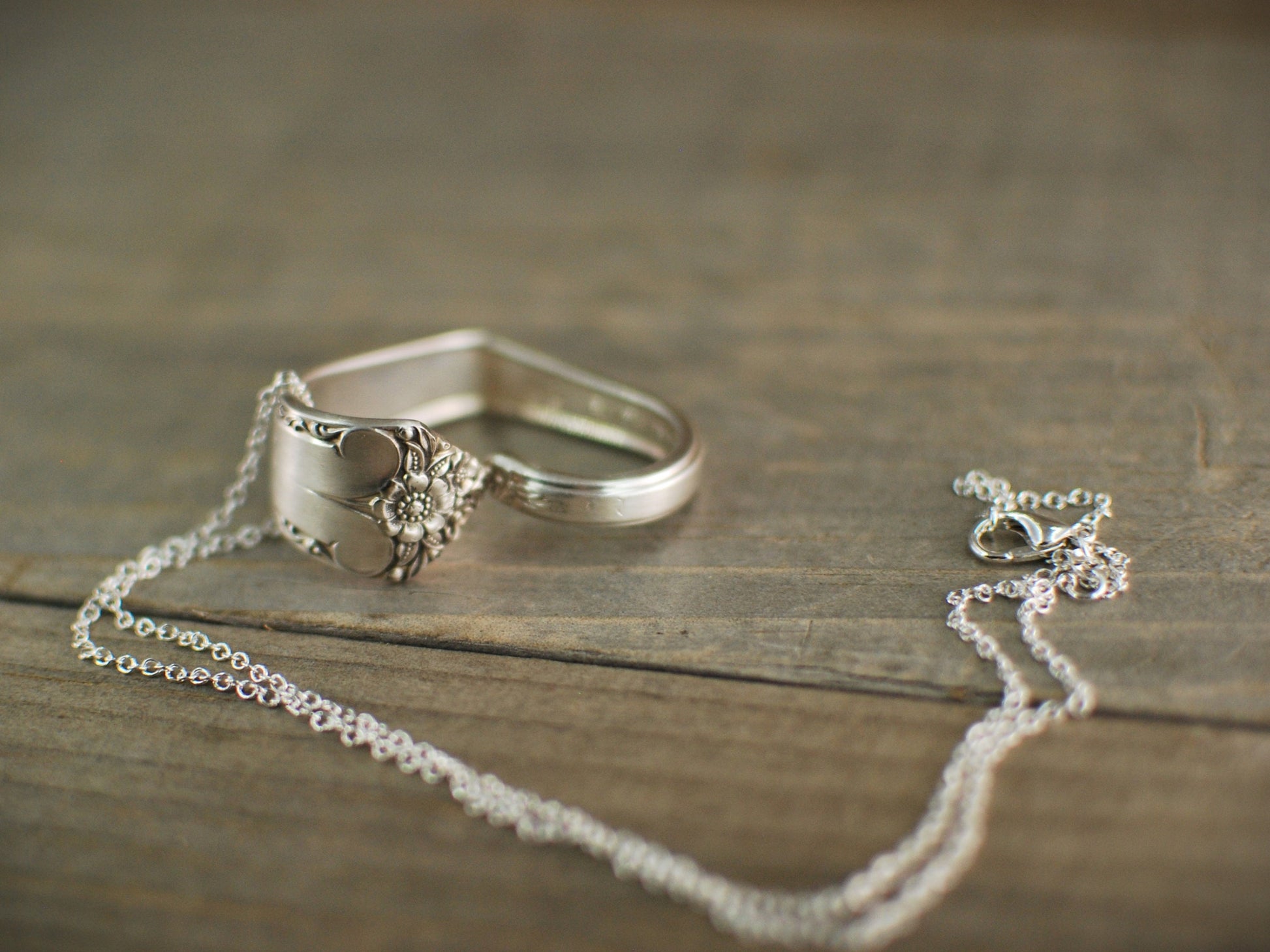 Upcycled Silverware Heart Pendant Necklace: Floral Spoon Jewelry, Optional Personalization