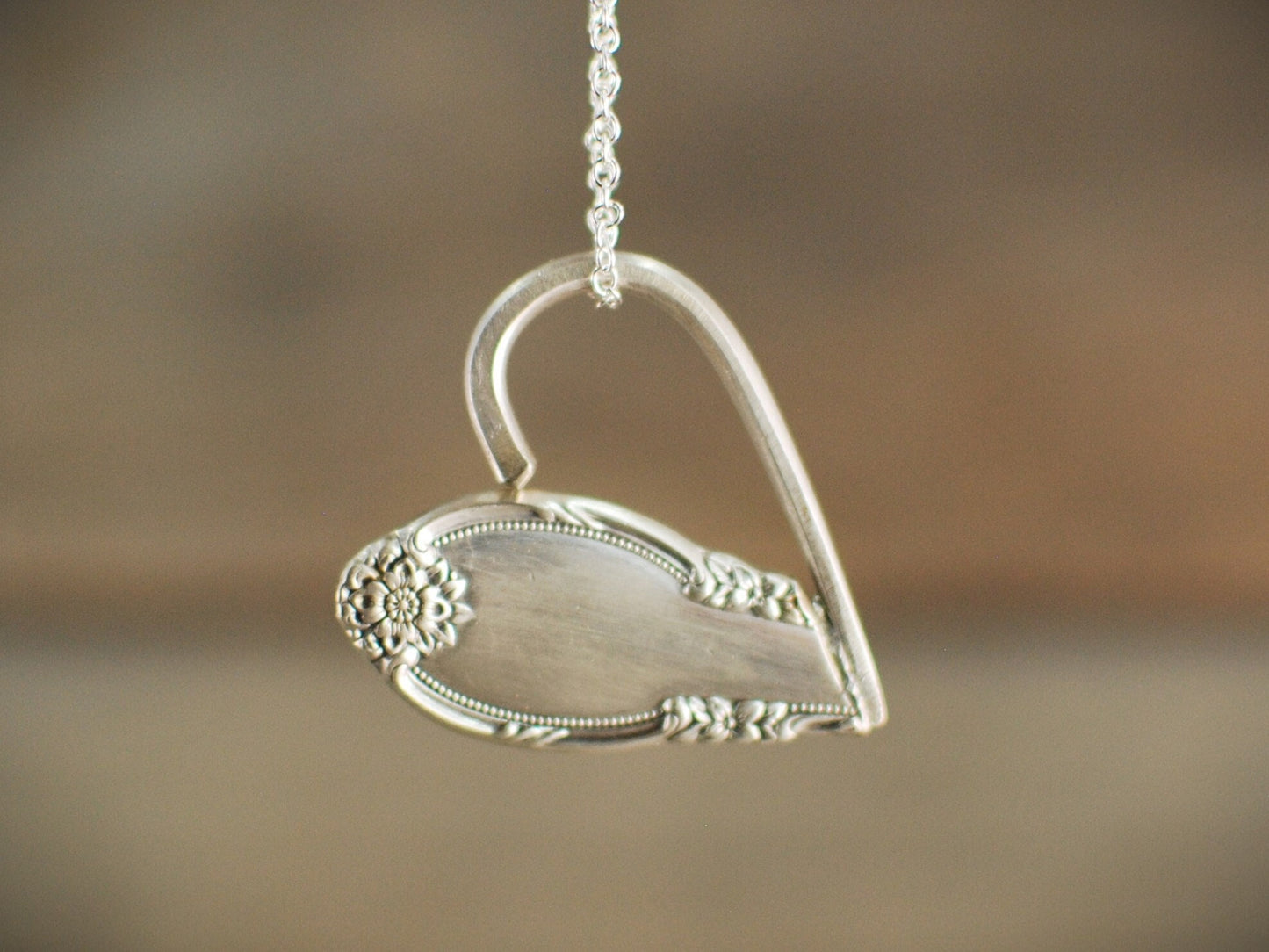 Upcycled Silver Plated Fork Heart Necklace: Personalized Valentine's Jewelry