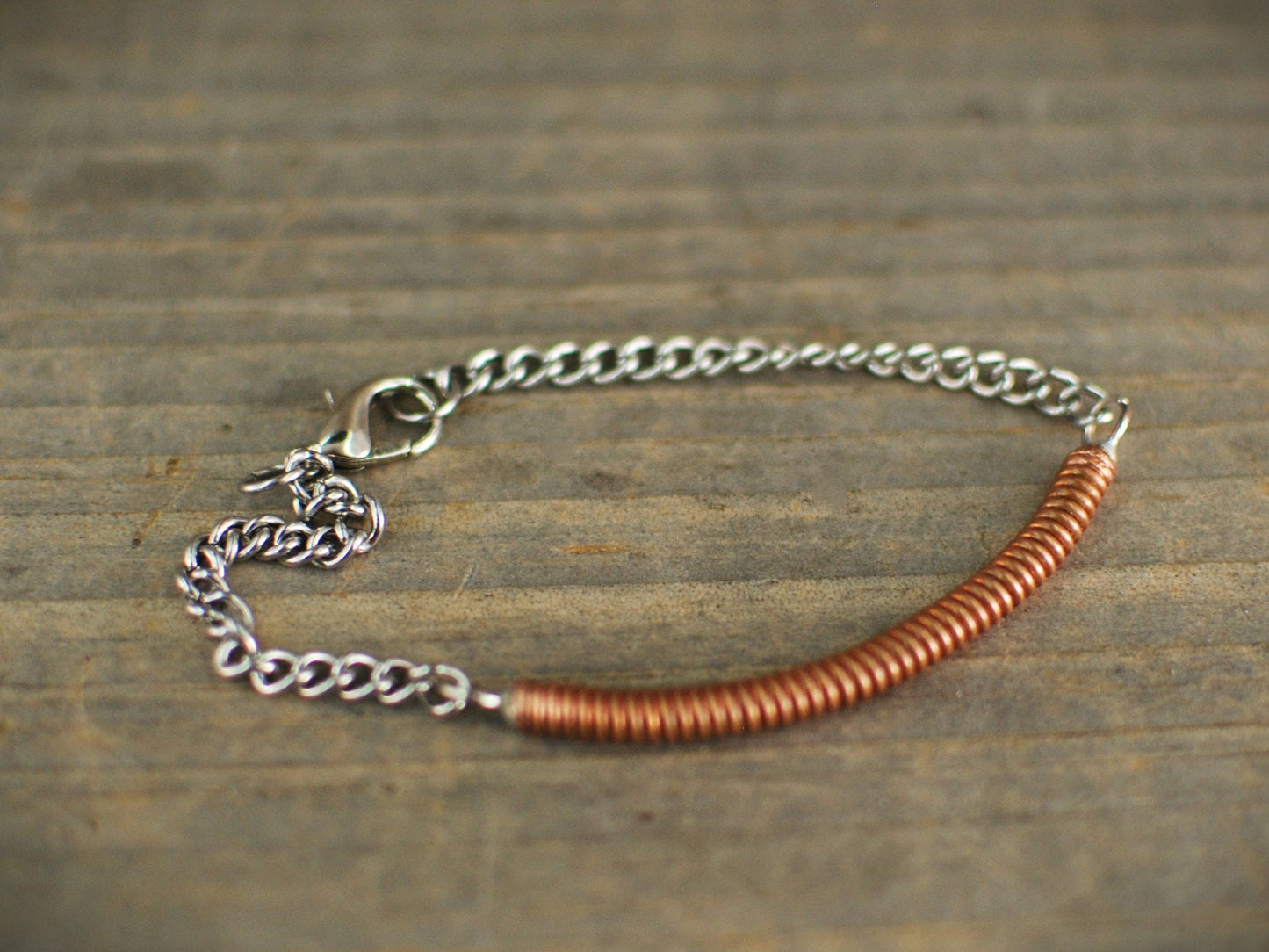 Recycled Piano String Bracelet: Musician Gift, Copper Wire Jewelry