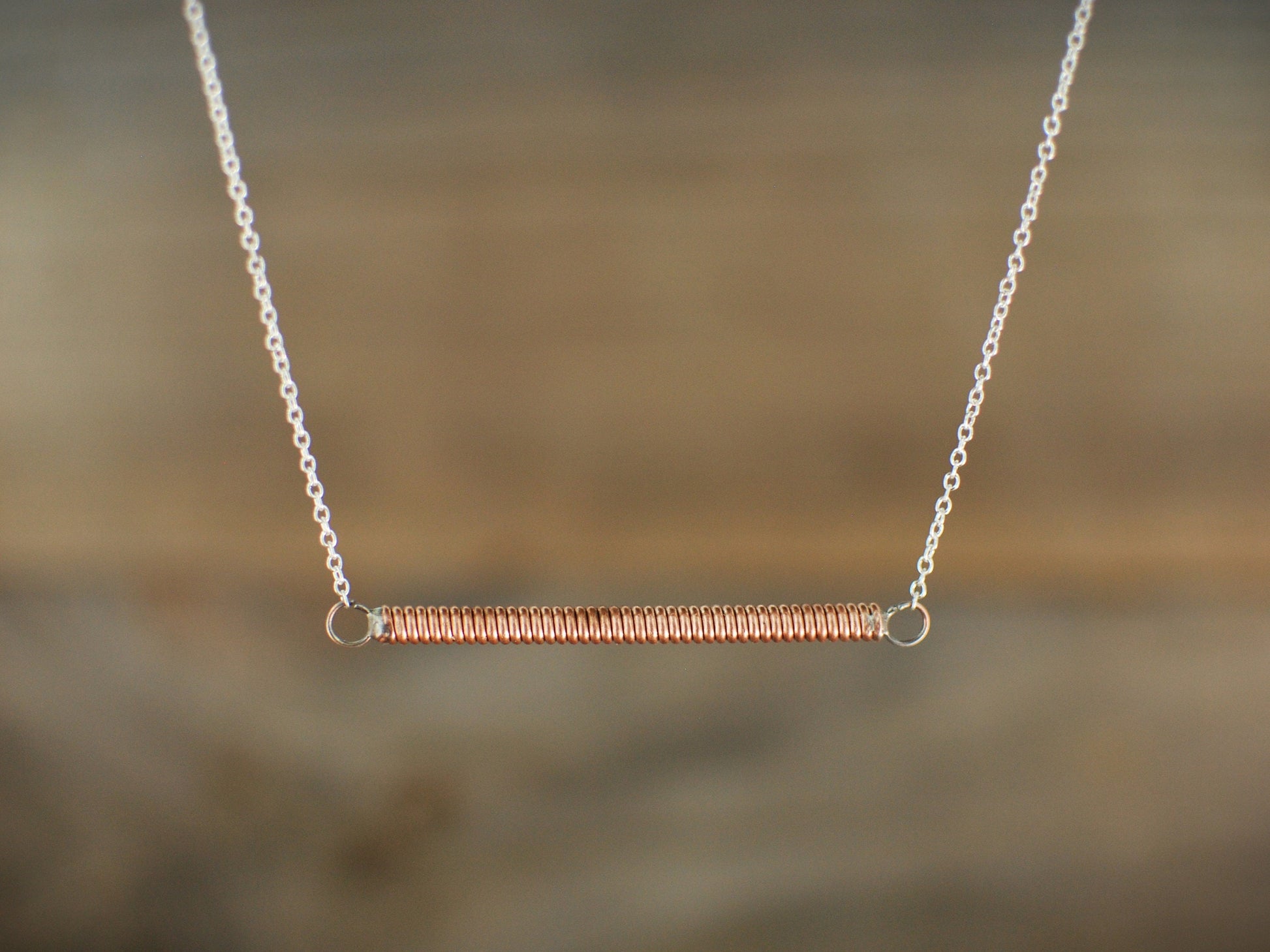 Recycled Piano Wire Bar Necklace: Minimalist Musician Gift