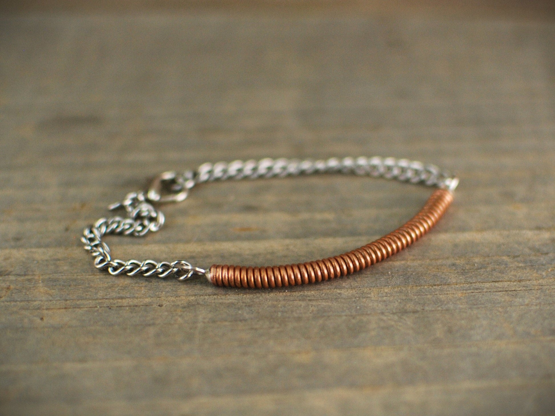 Recycled Piano String Bracelet: Musician Gift, Copper Wire Jewelry