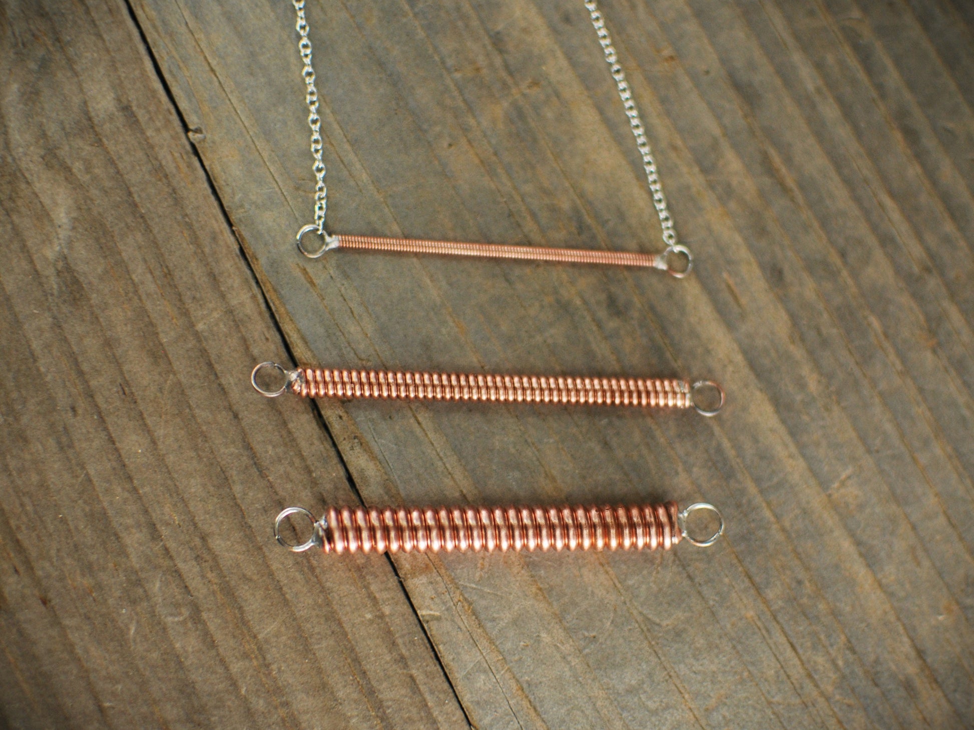 Recycled Piano Wire Bar Necklace: Minimalist Musician Gift