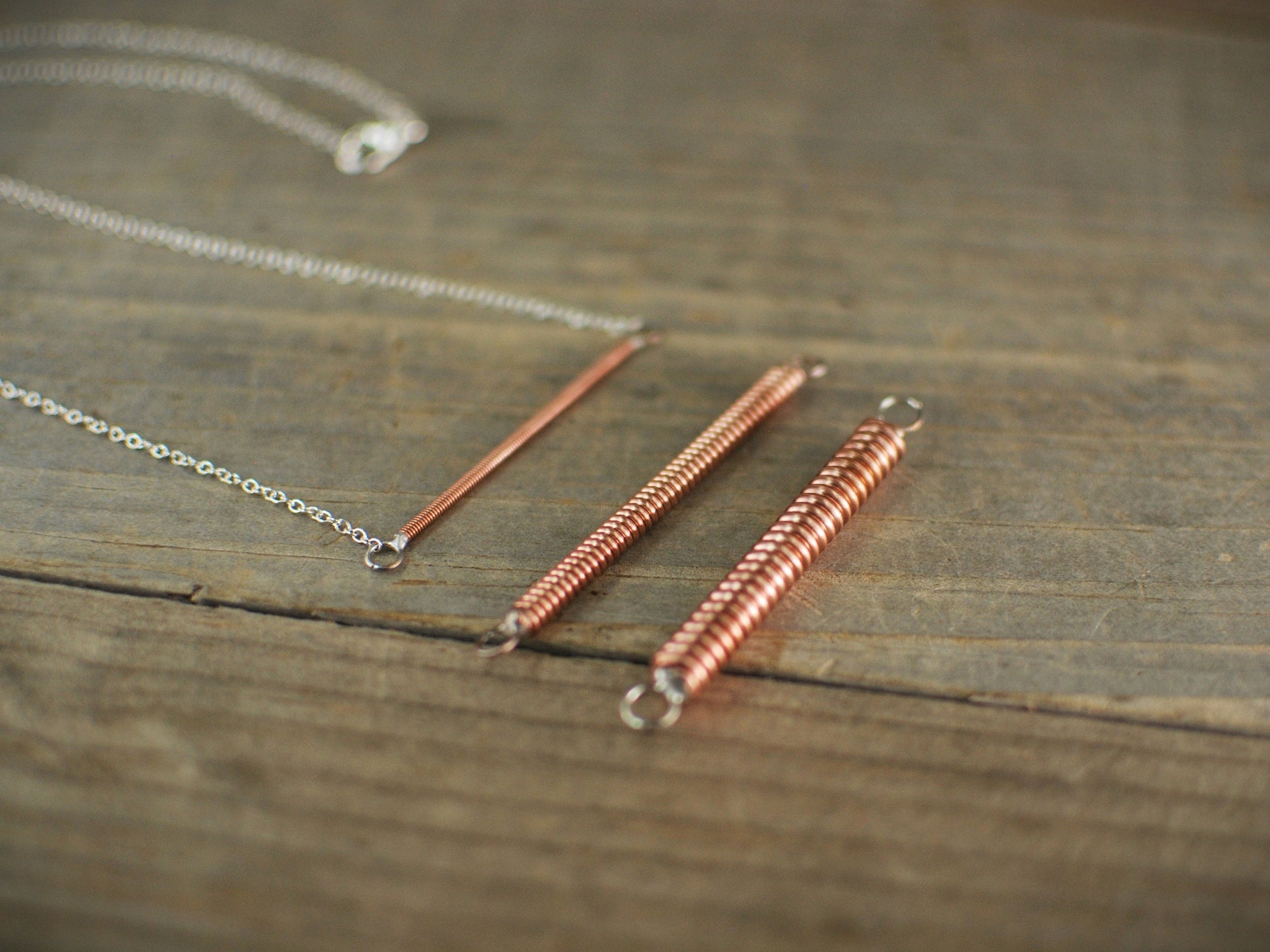 Recycled Piano Wire Bar Necklace: Minimalist Musician Gift