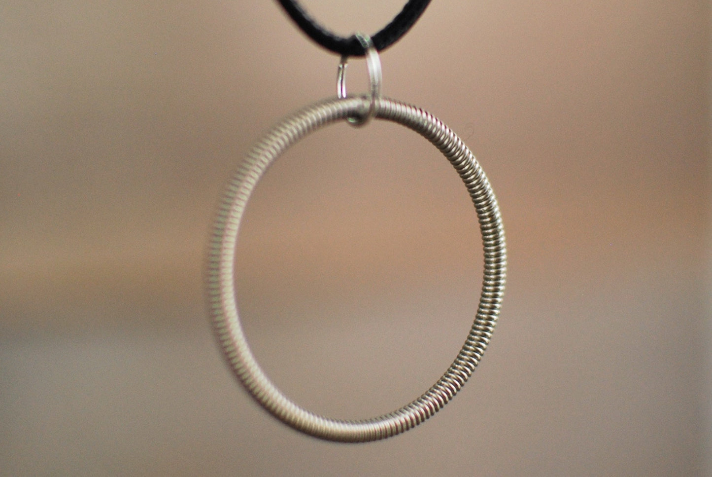 Recycled Bass String Circle Pendant - Guitar Player Jewelry