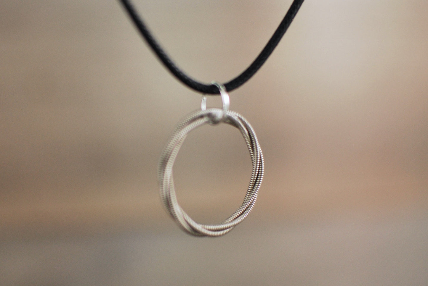 Recycled Guitar String Circle Pendant Necklace - Music Lover Gift