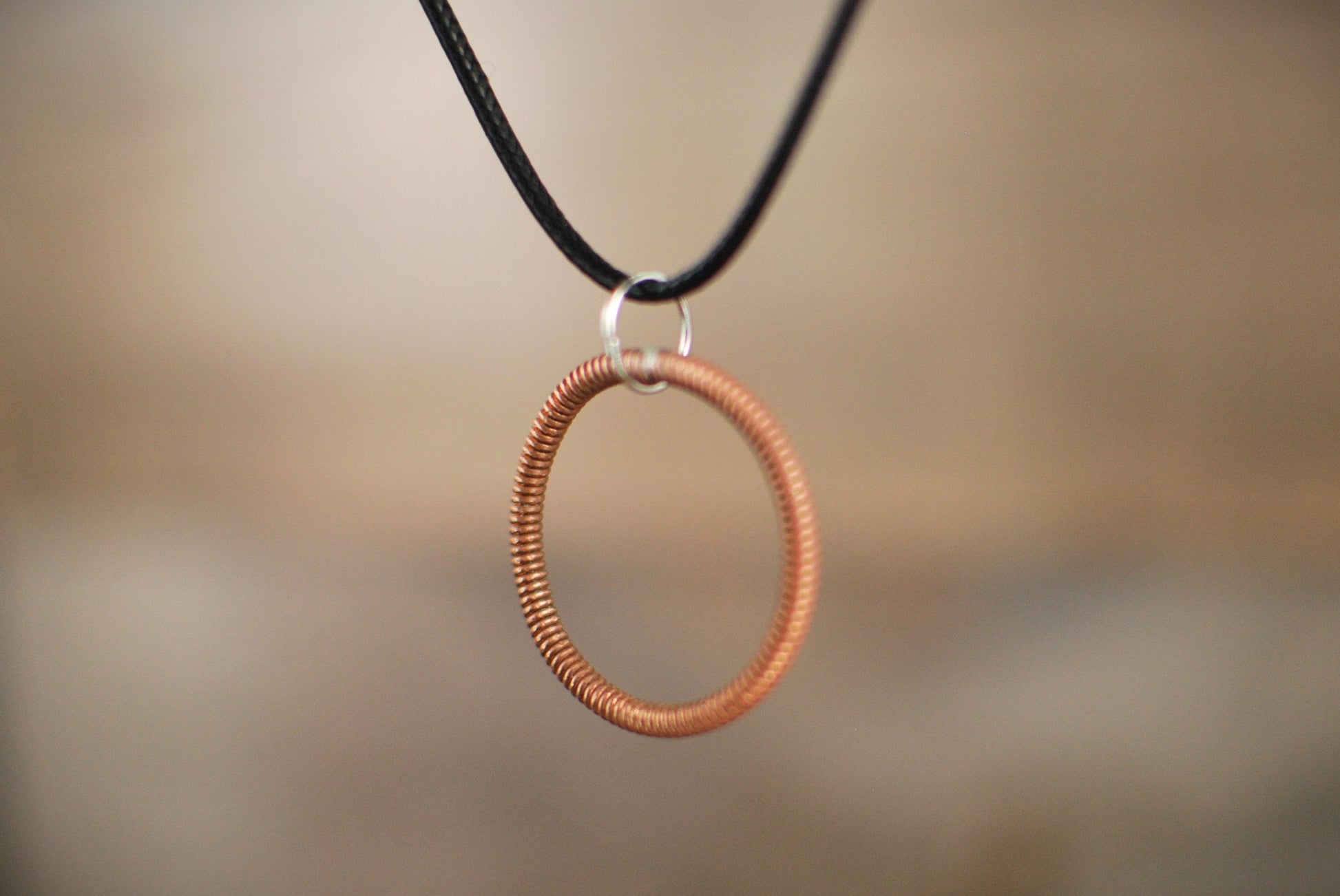 Recycled Piano Wire Circle Pendant: Musician Gift