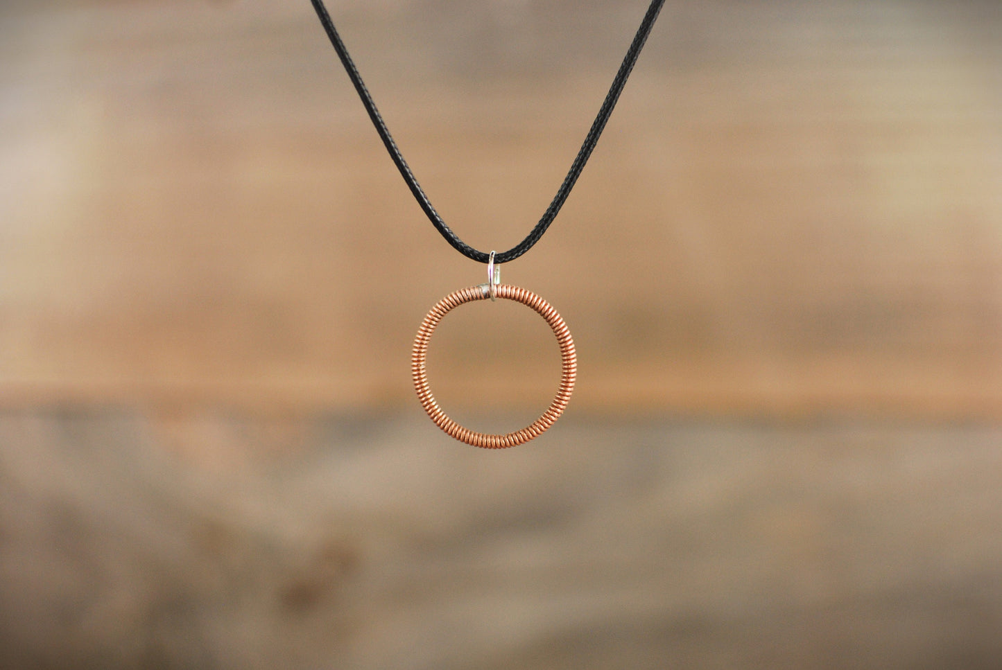 Recycled Piano Wire Circle Pendant: Musician Gift