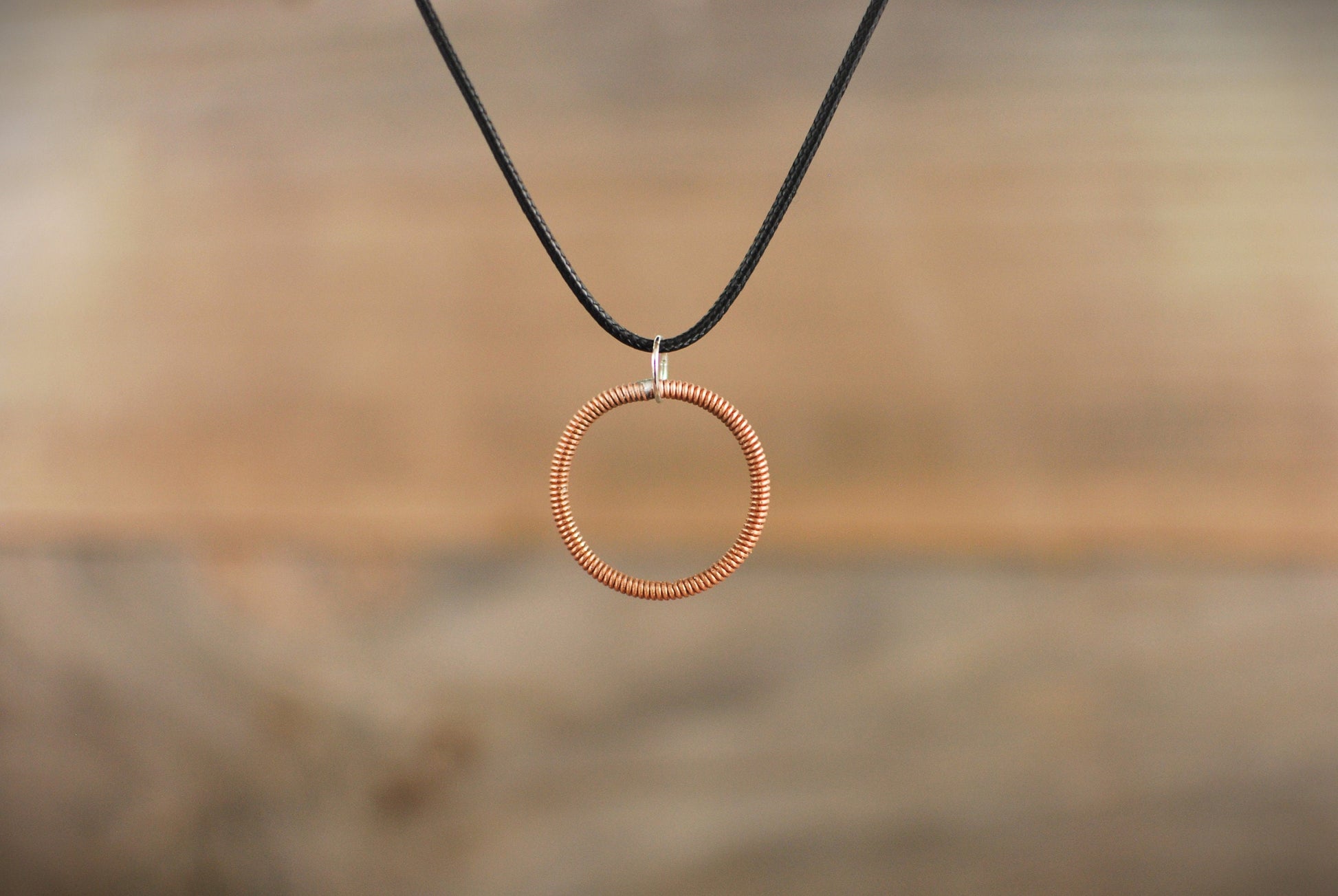 Recycled Piano Wire Circle Pendant: Musician Gift