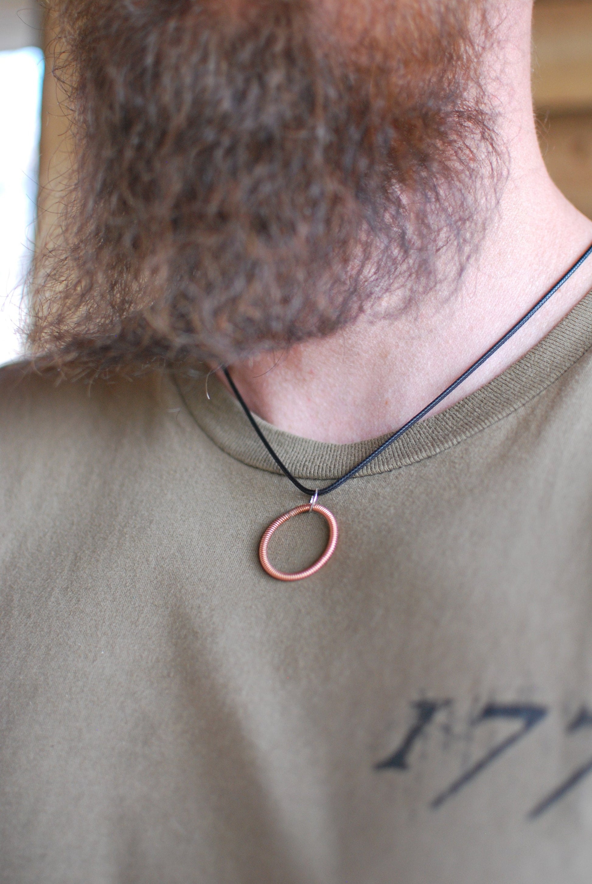 Recycled Piano Wire Circle Pendant: Musician Gift