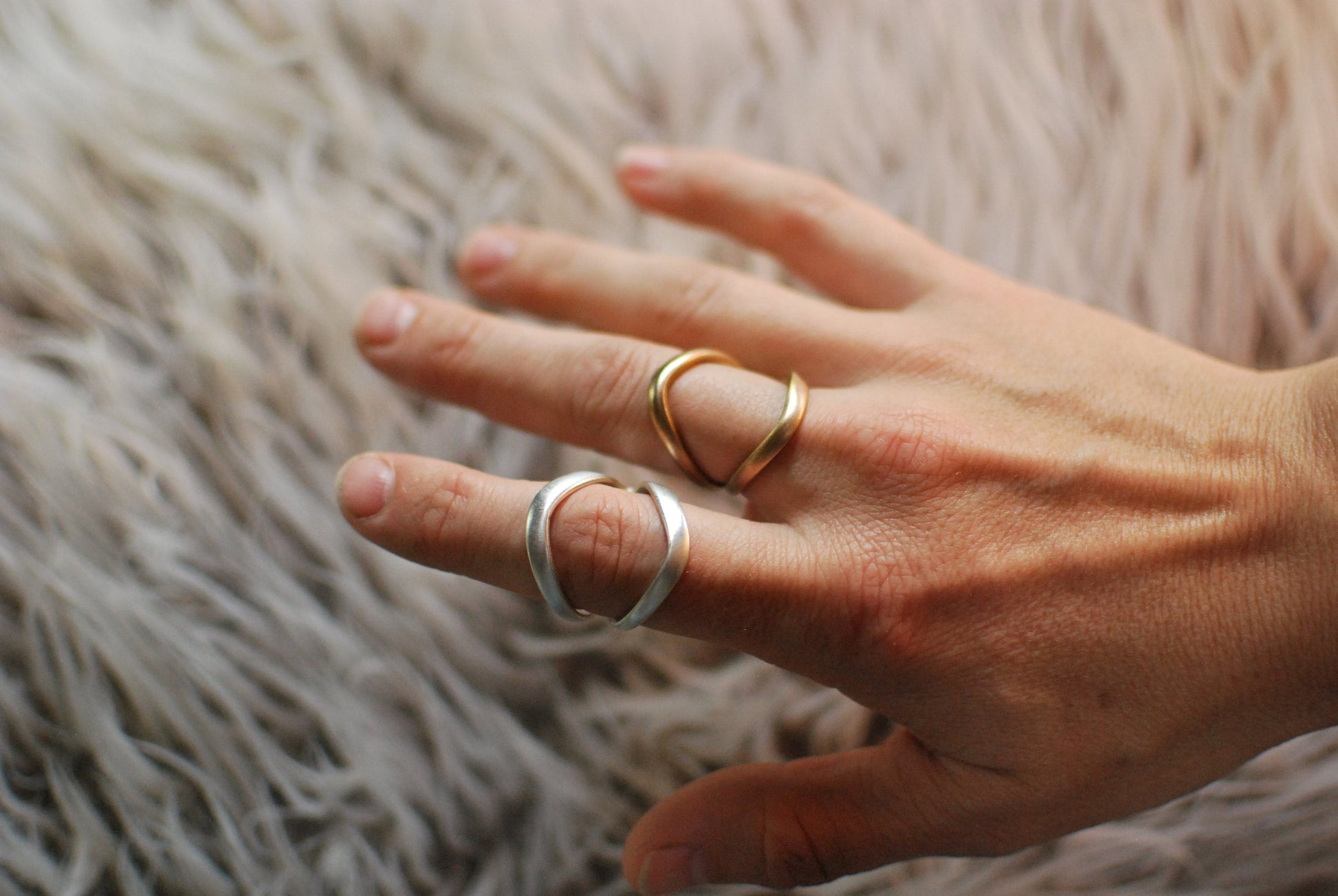 Recycled Silverware Fork Tine Ring: Boho Silver Plated Jewelry
