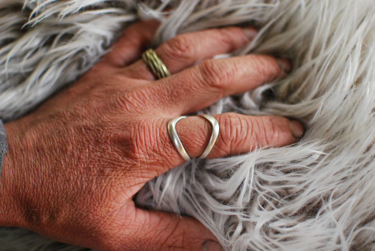 Recycled Silverware Fork Tine Ring: Boho Silver Plated Jewelry