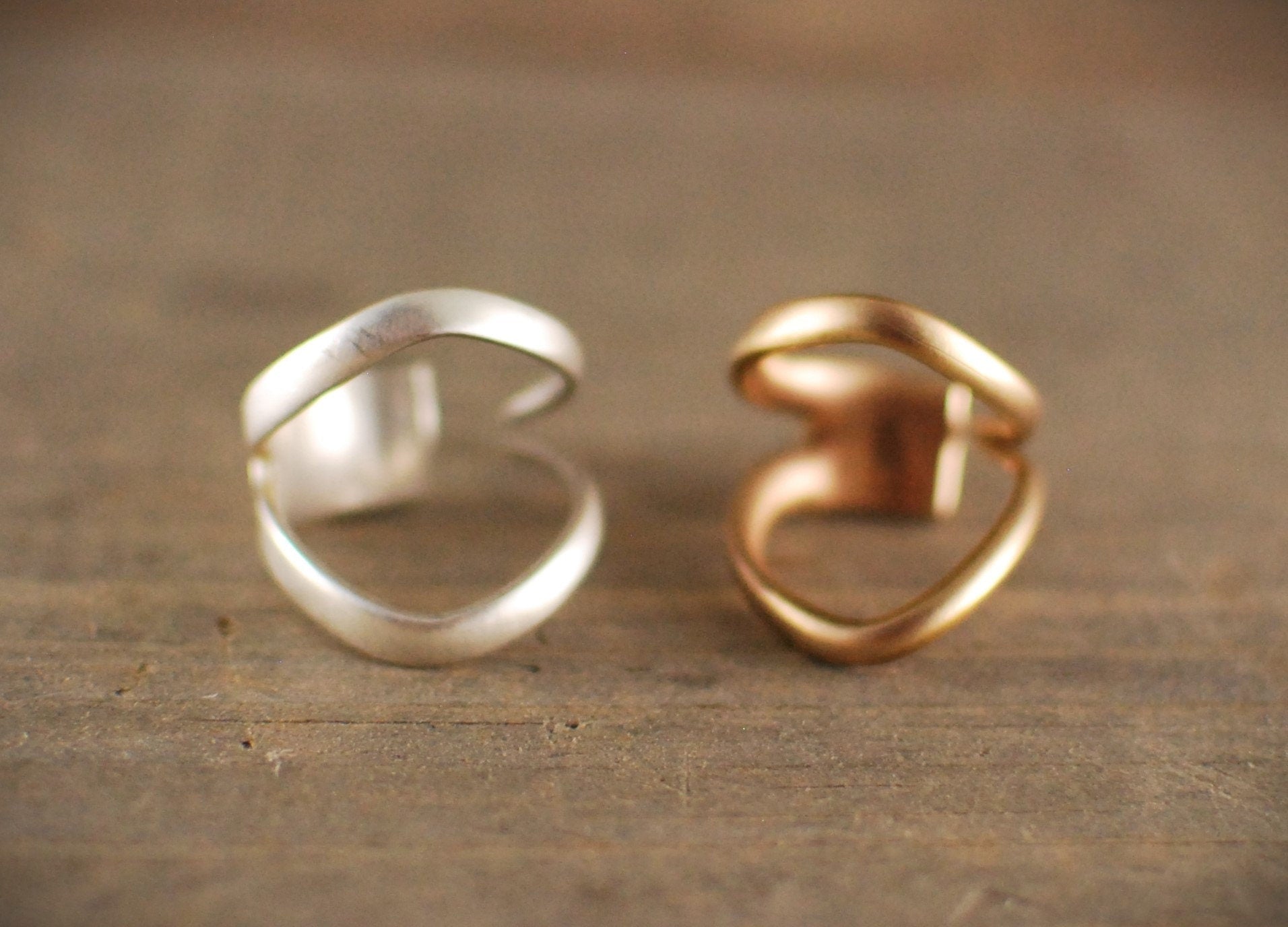 Recycled Silverware Fork Tine Ring: Boho Silver Plated Jewelry