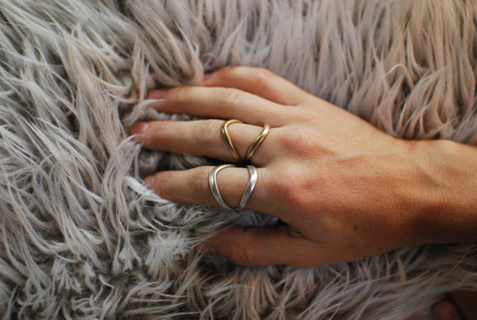 Recycled Silverware Fork Tine Ring: Boho Silver Plated Jewelry