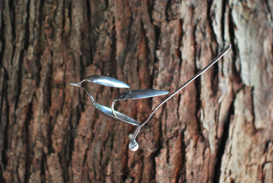 Recycled Silverware Bird Sculpture: Handmade Metal Desk Art