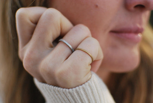 Hammered Bass Guitar String Ring: Recycled Music Jewelry